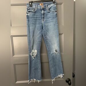 MOTHER Flare Distressed Blue Jeans